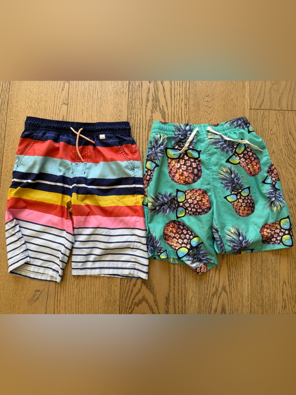 Cat & Jack Set of 2 Boys' Swim Trunks Lined w/ Pockets & Drawstring, Size 12